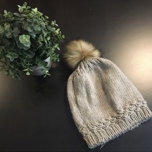 FRATELLI TALLI beige wool blend beanie with pom